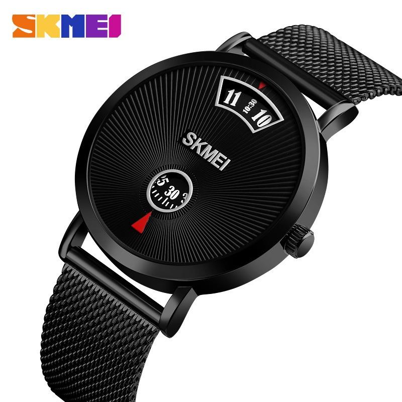 Fashion creative new waterproof men's business quartz watch hot sale simple mesh belt watch men