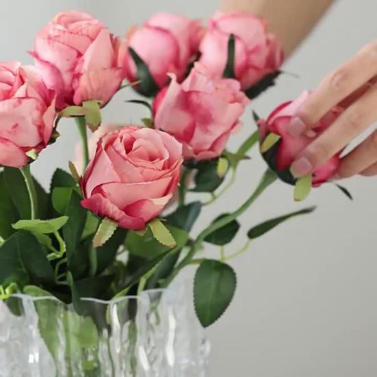 6 Pcs Artificial Rose Flowers Faux Rose Blooms with Long Stems Realistic Long-lasting Fake Roses for Wedding Home Decoration