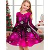 Mädchen Lässiges 3D-Schneeflocken-Print Rundhals Langarm Kleid Kinder Prinzessinnenkleid