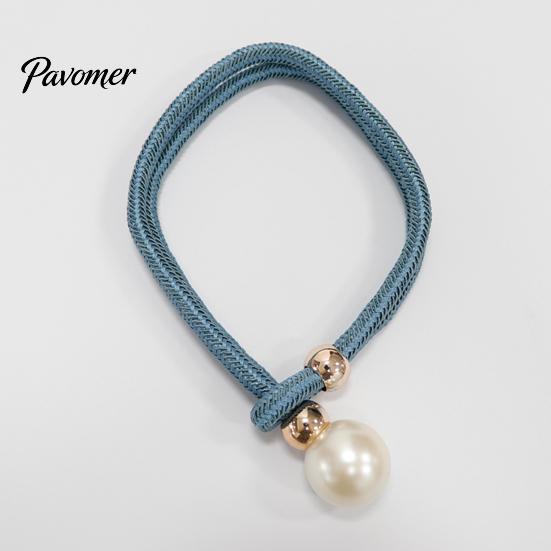Faux Pearl Curtain Tieback 1Pc Tieback, Woven Rope Adjustable Holder, Stylish No Drill Tiebacks Bead End Draperies Holder for Living Room Bedroom