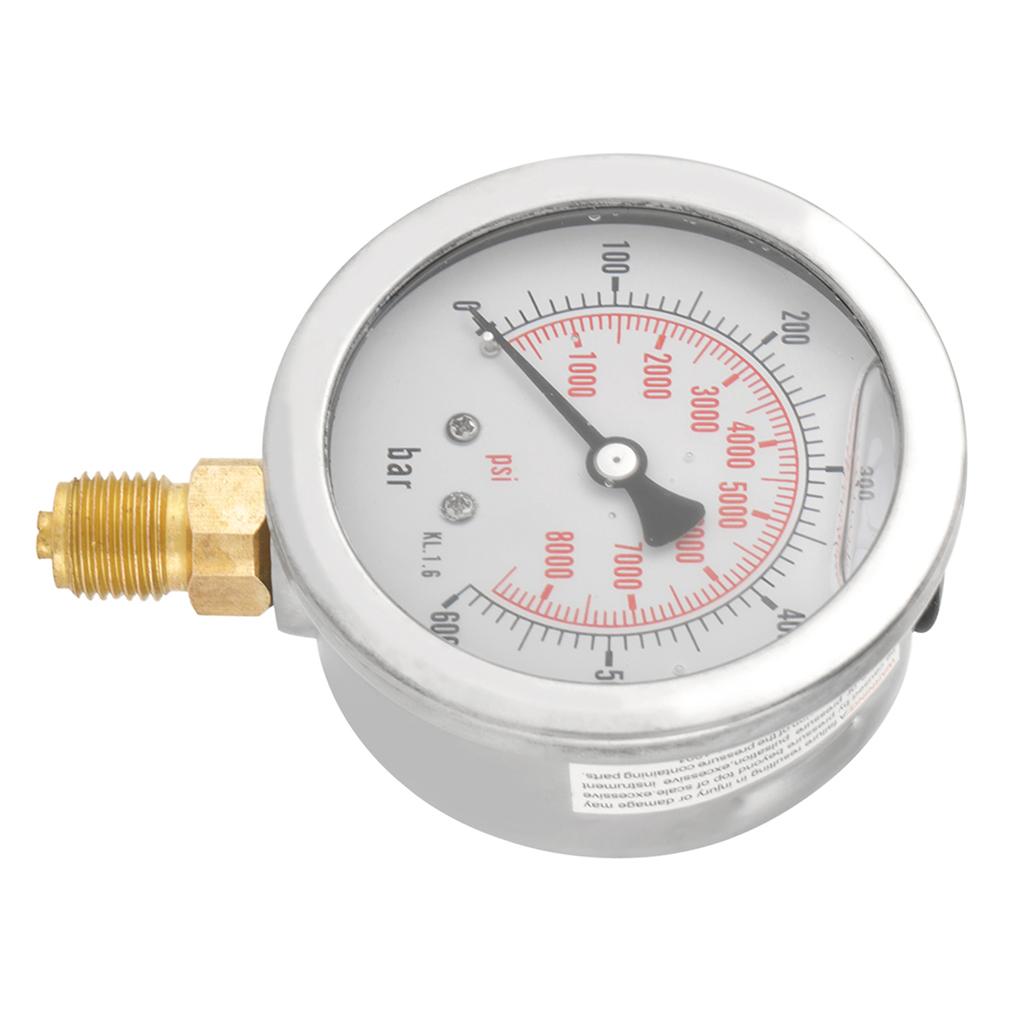 0600Bar G 14" 63mm Dial Hydraulic Water Pressure Gauge Meter Measuring tool