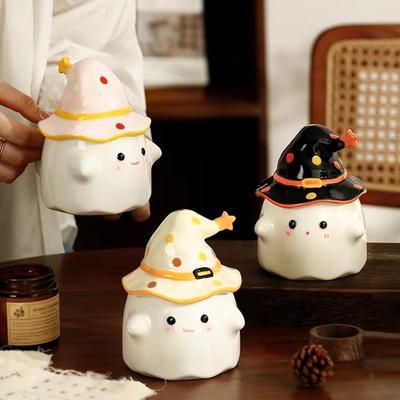 Magický párty hrnek Halloweenský hrnek Podivný pohár na vodu Suvenýr Keramický hrnek na kávu Roztomilý