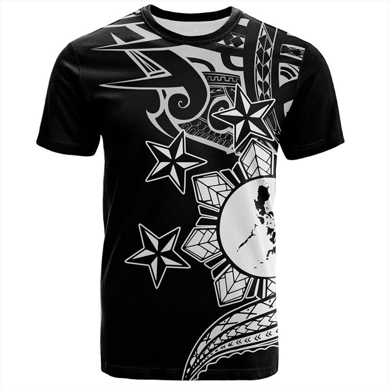 Harajuku 3D Philippinisches Nationalwappen Aufdruck T-Shirt Philippinen Maori Stammesstile Grafik-T-Shirts Mode-T-Shirts Kleidung