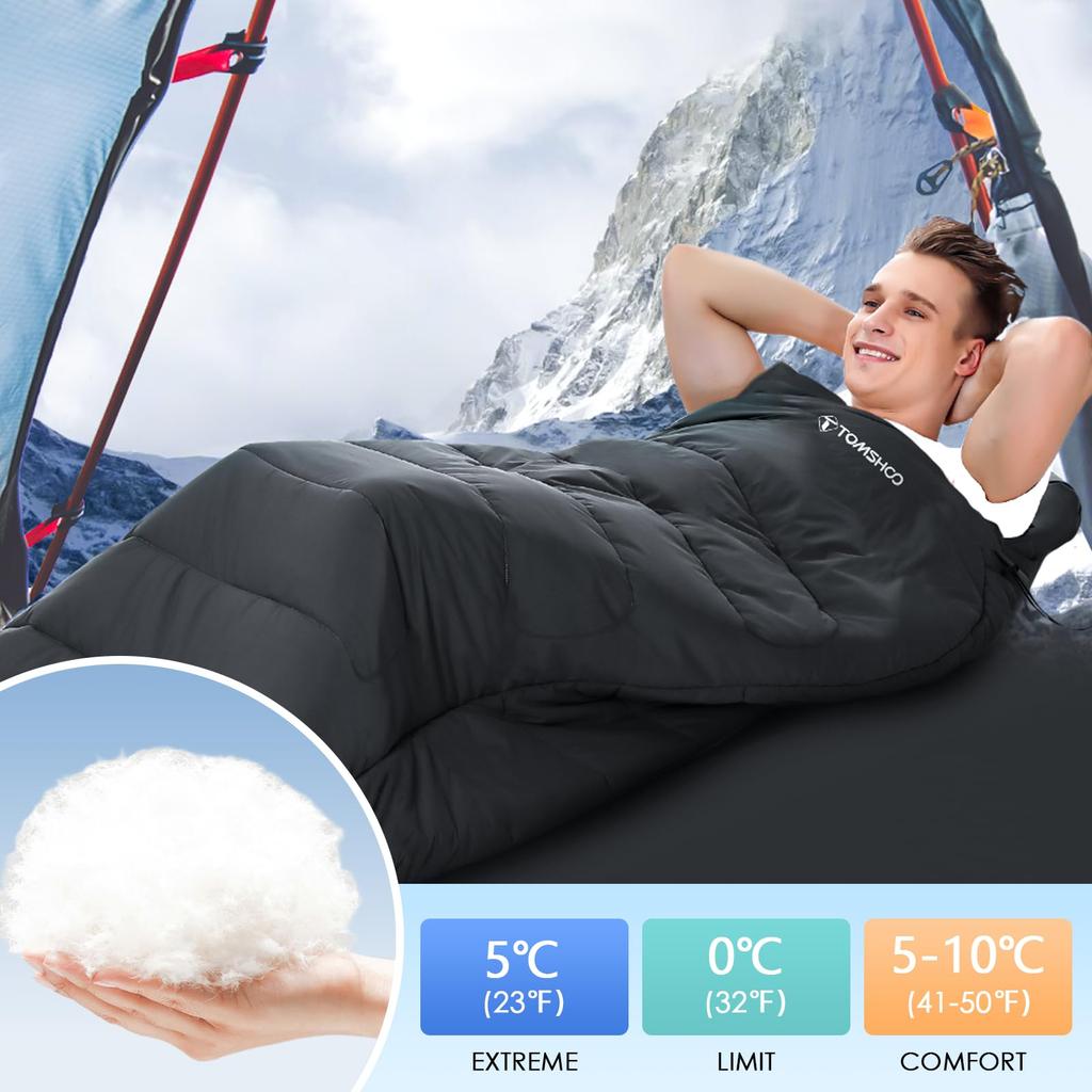TOMSHOO Double Sleeping Bag with 2 Sleeping Envelope Thermal Waterproof Sleeping Disaster Sleeping In the Fully Comfortable Can Be Used In Fall and