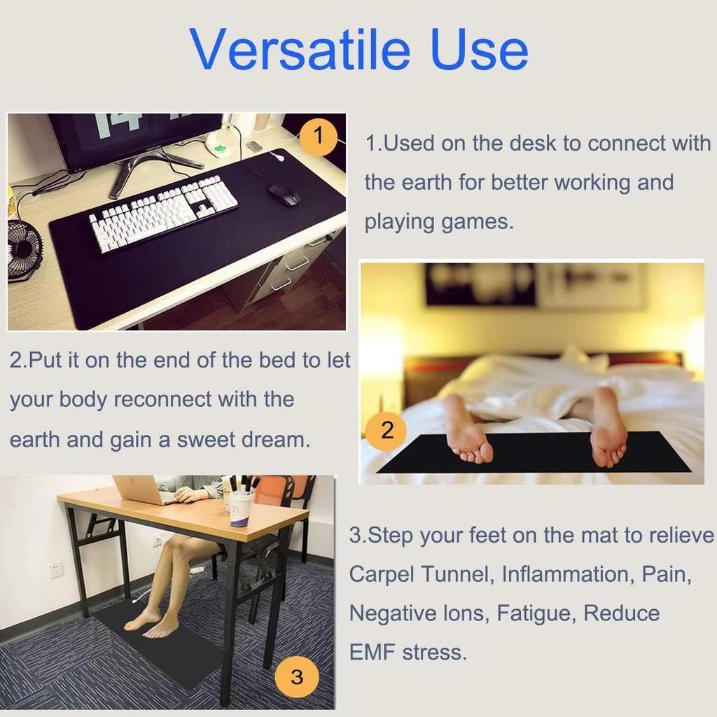 Universal Grounding Mat for Computer, Foot and Bed Relieves Pain and Inflammation with Negative Ions (39'' X 11.8''/99CM x30CM)