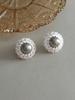 Round Star Zircon Hemming Earrings, Soft Light Pearl Light Luxury Commuting Niche Earrings, Versatile Retro Exquisite Earrings.
