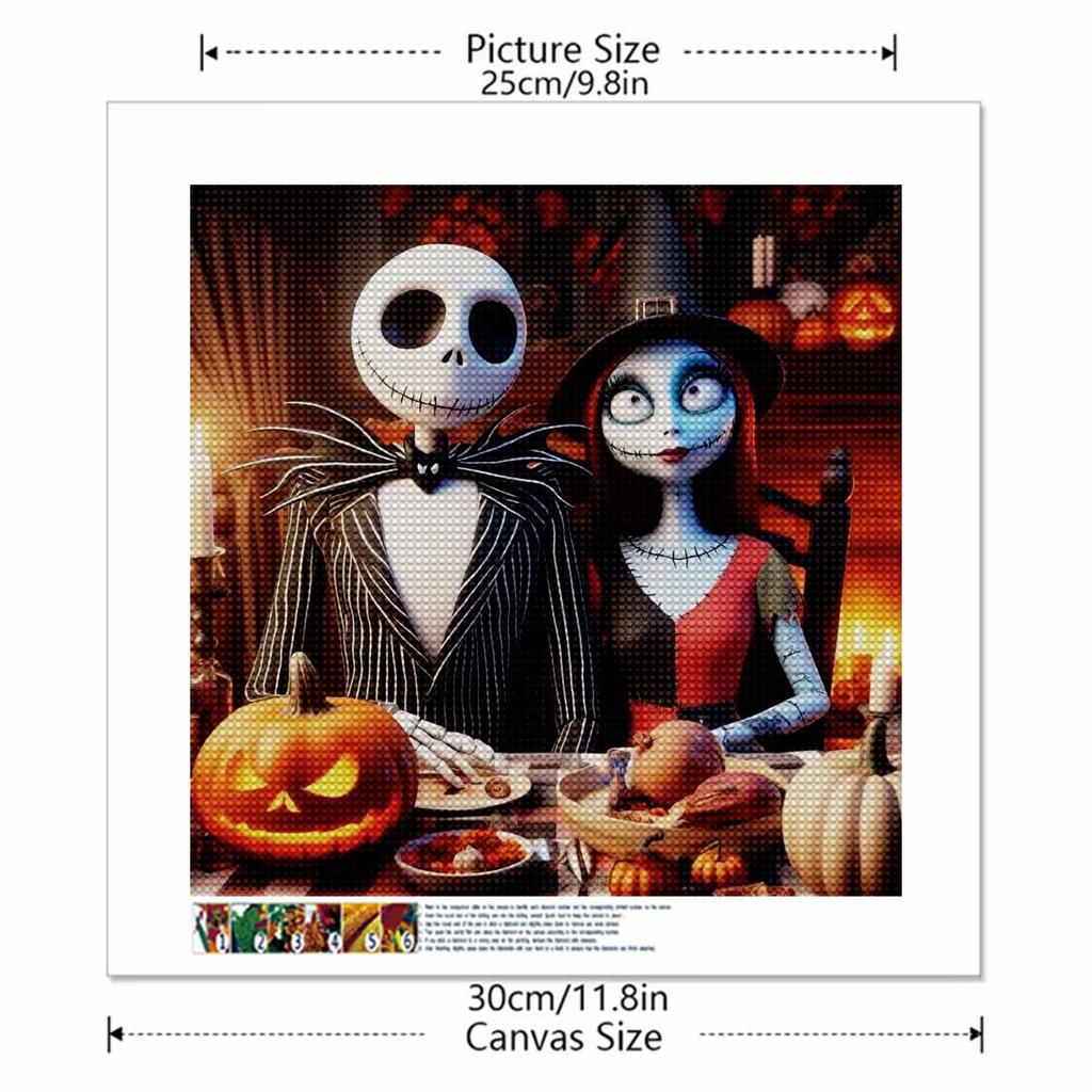 5D DIY Diamond Painting Kit, Skeleton Lover, Adult Beginner 5D Round Diamond Embroidered Crystal Mosaic Crafts, Suitable for Home Wall Settings