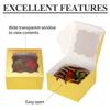 10pcs Golden Bakery Boxes with Window Individual Cupcake Boxes with Tag and String Cookie Boxes Cake Boxes Biscuit Boxes Candy Boxes Gift Boxes Pastry