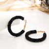 Sparkle Hoop Earrings For Women Punk Rock Big Crystal Black White Color Personality Retro Exaggeration Fashion Jewelry Kae157