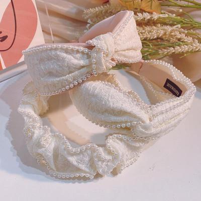 French Retro Pearl Knotted Headband - Elegant White Accessories for Spring & Summer