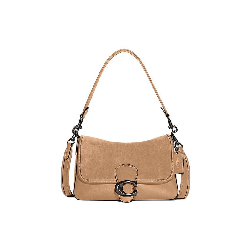 

COACH Tabby 26 Solid Color Letter Snap Flap Suede Leather Hand Crossbody Shoulder Bag Medium Women s Camel коричневий