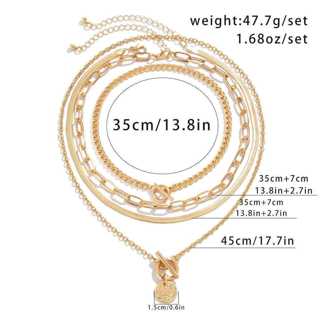 Vintage Multilayer Coin OT Buckle Pendant Choker Necklace for Women Trendy Collar Punk Flat Snake Chain Aesthetic Jewelry Gift