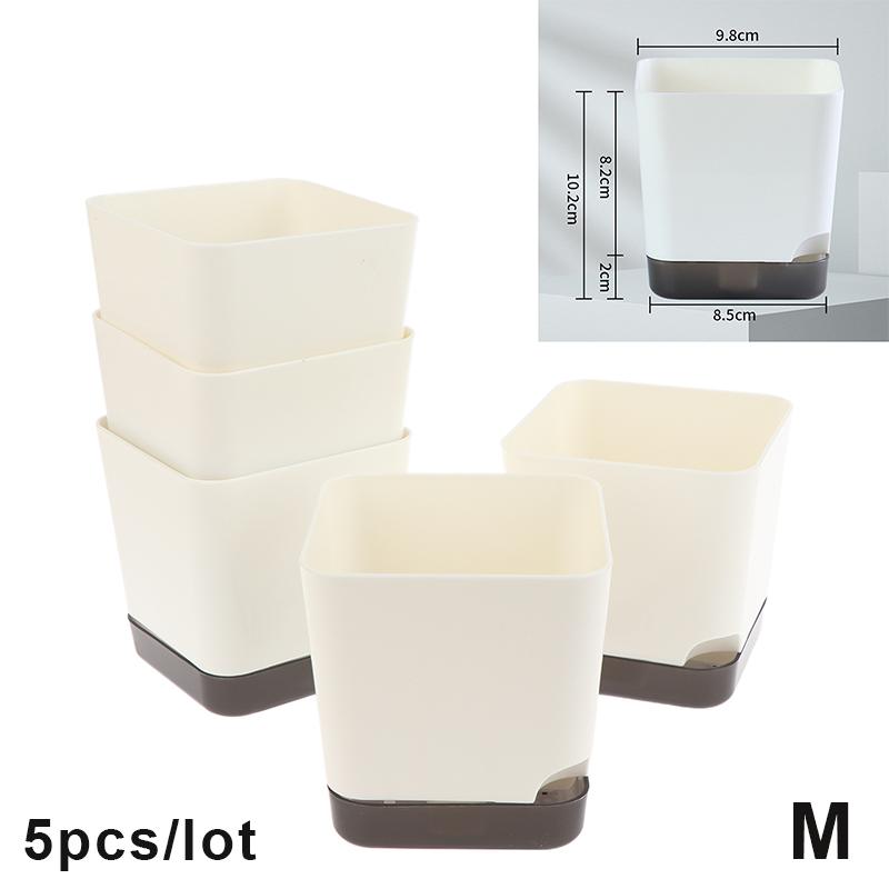 5 Stück Pflanztöpfe Selbstbewässernde Blumentöpfe Selbstbewässernde Pflanzgefäße Mit Abflussloch Transparente Untertasse Reservoir Für Zimmer-Sukkulenten