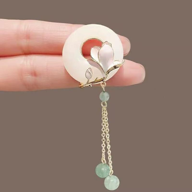 New Style Ancient Style Cheongsam Brooch Break Pressure Temperament Safe Buckle Pin Hanfu Bamboo Tassel Accessories