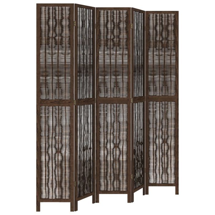 VidaXL Cloison de Séparation 5 Panneaux, Séparateur de Pièce, Écran d'Intimité, Paravent Chambre Salon, Marron Foncé 358664