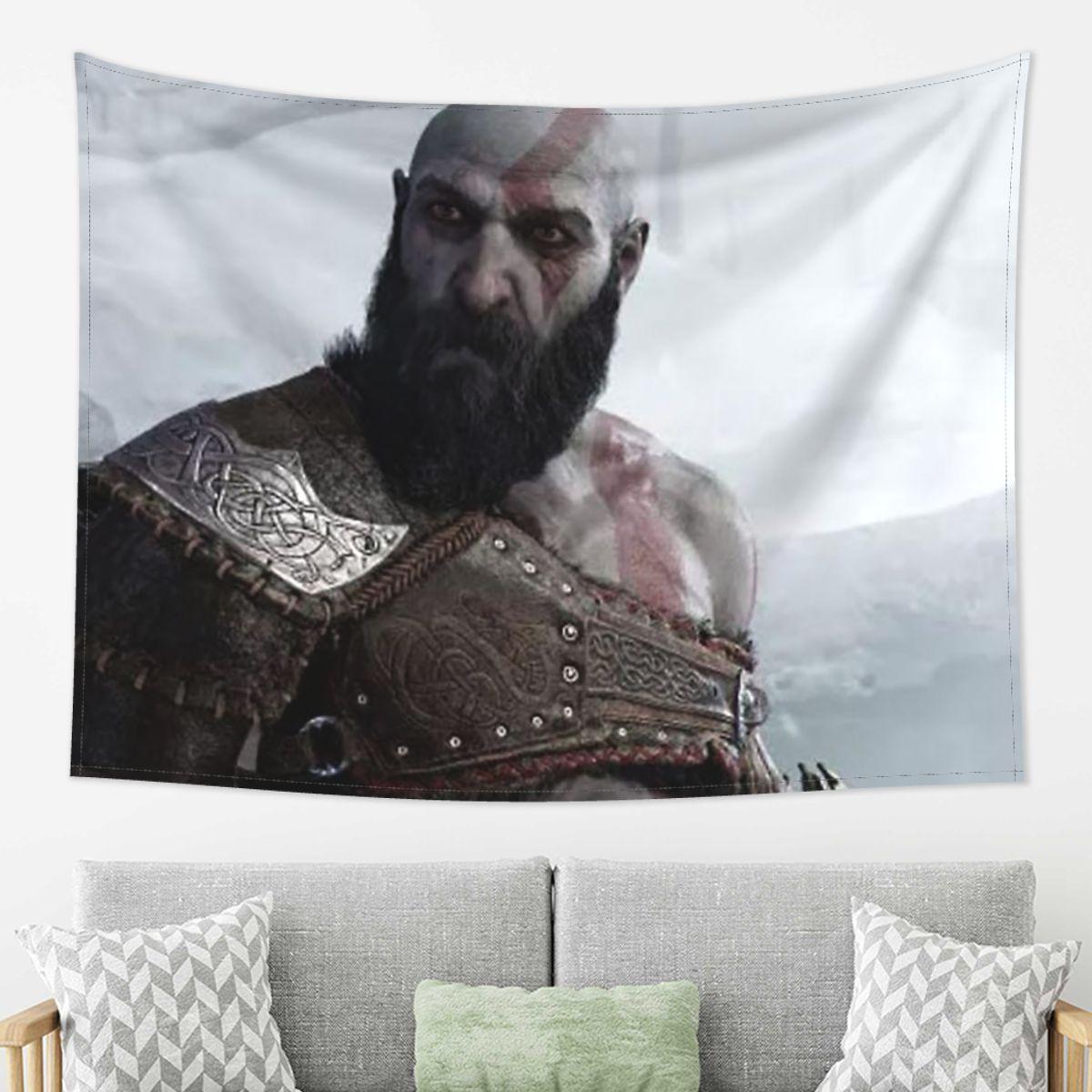 

Skull Kratos God Of War Tapestry Wall Hanging Aesthetic Home Decoration Tapestries for Dorm Room 74x94cm(29x37in)