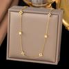 Geometric Small Square Flower Titanium Steel Necklace for Girls Fashionpopular Four-leaf Clover Clavicle Chain