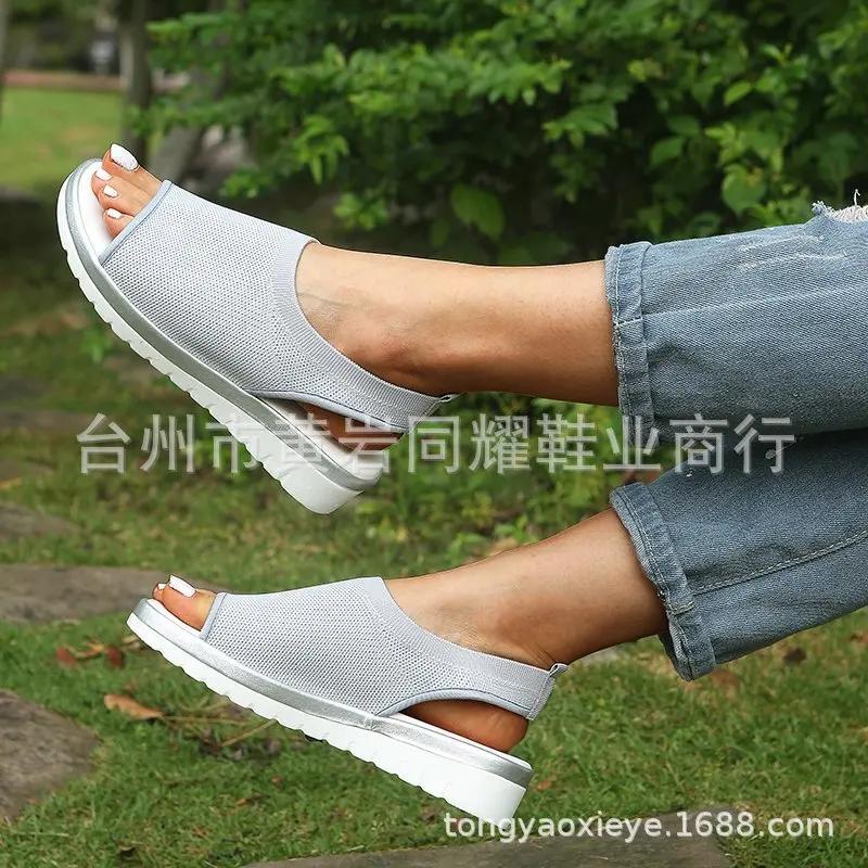 Fashion Shoes Women 2025 Summer Sandals Sapato Feminin Comfy PU Shopping Flat Sole Sandal For Women Shoes Peep Toe Sandalias Mujer NEW