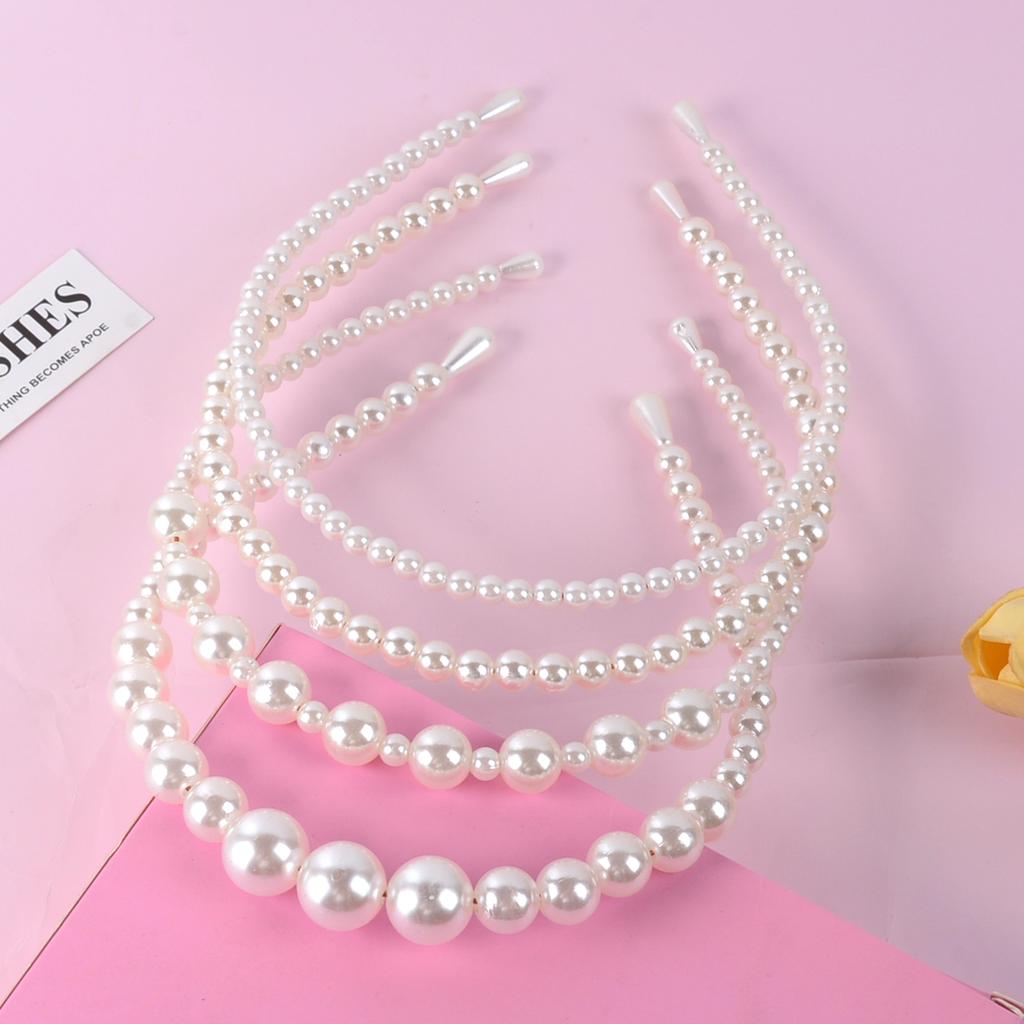 4-Piece Set of Fashionable and Simple Fairy-Like Pearl Headbands, Versatile Hair Accessories for Women, Suitable for Daily Casual Wear and D