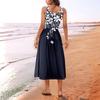Dámské Léto Jaro Ležérní Květinové Sundress Bez rukávů Plážová Dovolená Splývavé Boho Tank Midi Šaty