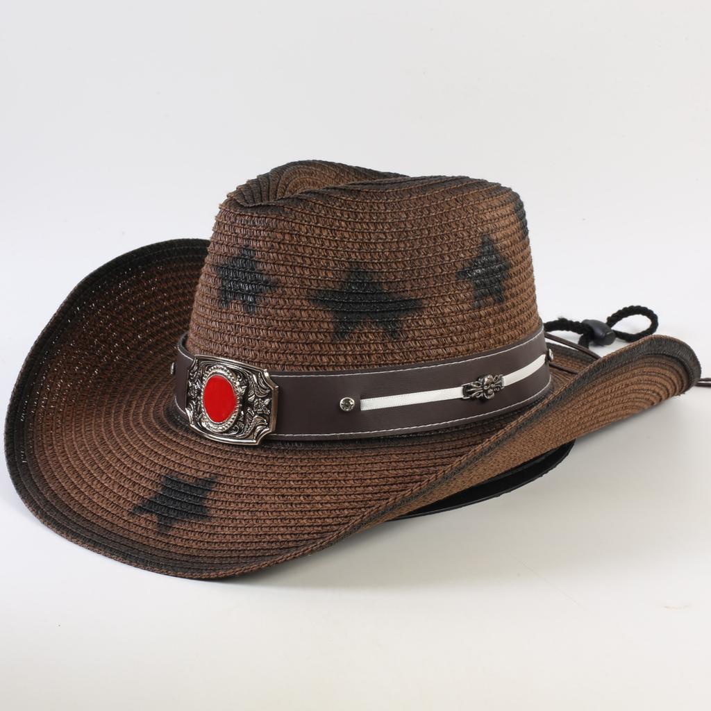 Popular Western Cowboy Straw Hat Men's and Women's Fashion Shade Straw Hat Classic Outdoor Western Cowboy Hat