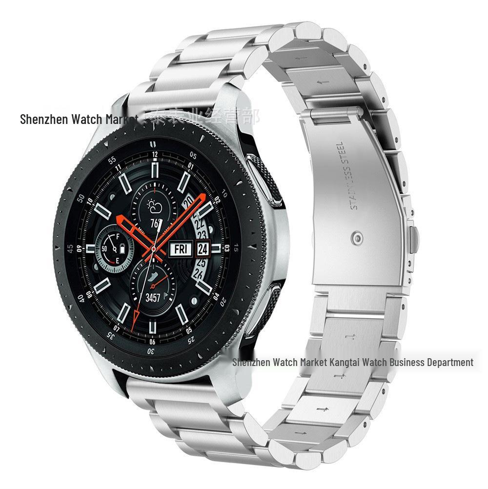 

Compatible Three-Bead Solid Steel Watch Band for Samsung Galaxy Watch 6/5/4, Honor, Huawei Smartwatch GT4 20mm/42mm