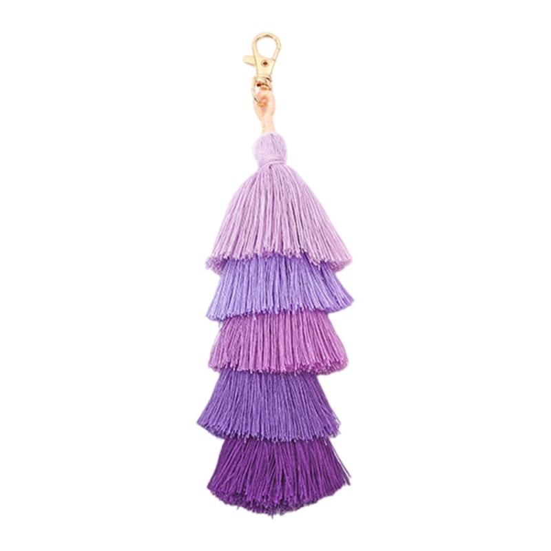 Colorful Tassels Keychains Bohemian Tassels Bag Decorations Charm Car Keyrings Holder for Womens Handbags Pendant Charm