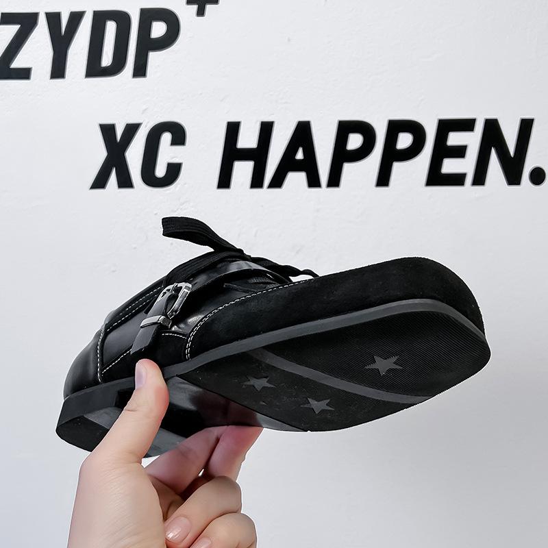 Derby shoes men's leather shoes leather low-top Martin boots simple thick sole heightening black tooling shoes casual 14707-A