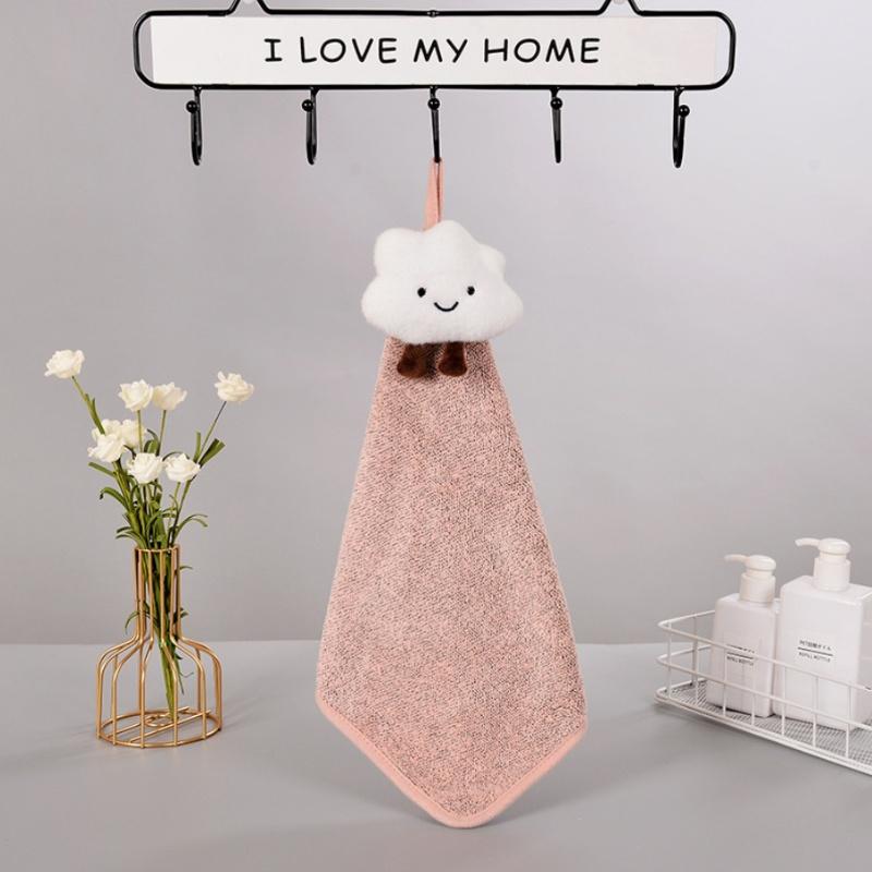 

Bamboo Charcoal Fiber Hand Towel, Hanging Type Hand Cloth, Quick Drying Hand Towel, Kitchen and Bathroom Absorbent Antibacterial Small Square Towel рожевий