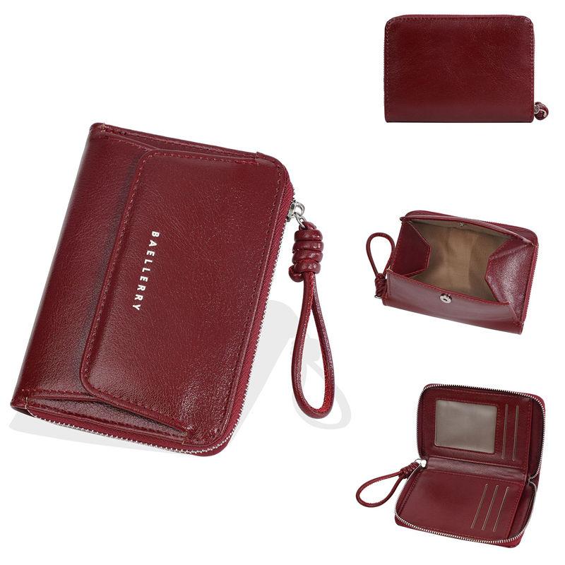 Baellerry Women Fashion Mini Purses PU Leather Card Holder Casual Design Zipper Coin Purse Wallets