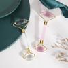 Jade Roller Massager Pink Quartz Roller Home Facial Double Ended Roller Non Resin Gua Sha Massager