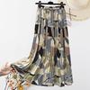 Floral Skirt Elastic Waist Exquisite Pattern Extra Soft Non-Fading Loose-fitting Dress-up Polyester Summer Floral Print Dress Women Pleated Skirt