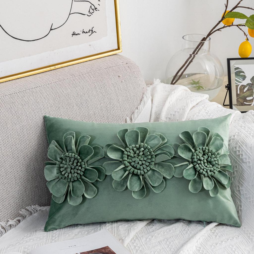 Yüksek Kaliteli Kalın Malzeme Ayçiçeği Kanepe Yastık Kılıfı - Küçük Yaprak, Avrupa ve Amerikan Hafif Lüks, İç Mekan Stili, Açık Hava Bel Yastığı