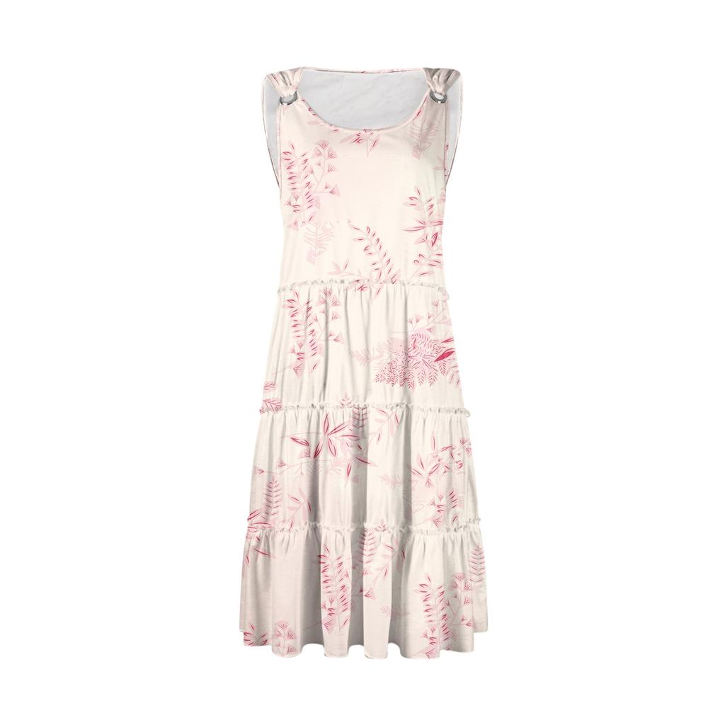 Women's Casual Daily Dating Outing Fashion Print Basic Sleeveless Loose Dress Bohemian Beach Dress Sleeveless Dress