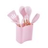 13Pcs Silicone Utensils Set Good Insulation Wooden Handle Food Grade Silicone Nonstick Utensils Set for Home Camping