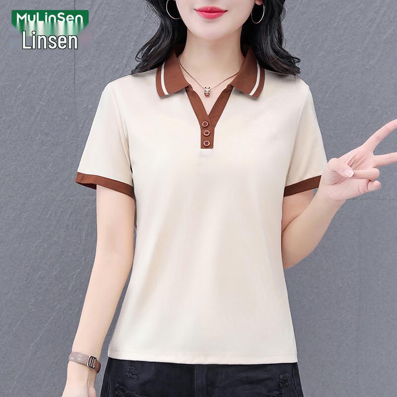 

MULINSEN Women s 2026 Summer V-Neck Polo T-Shirt 4XL