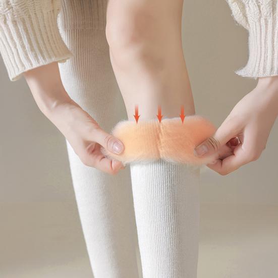 1 Pair Women Winter Warm Long Socks Solid Color Thickened Soft Thermal Stockings Fluffy Female Over Knee Socks