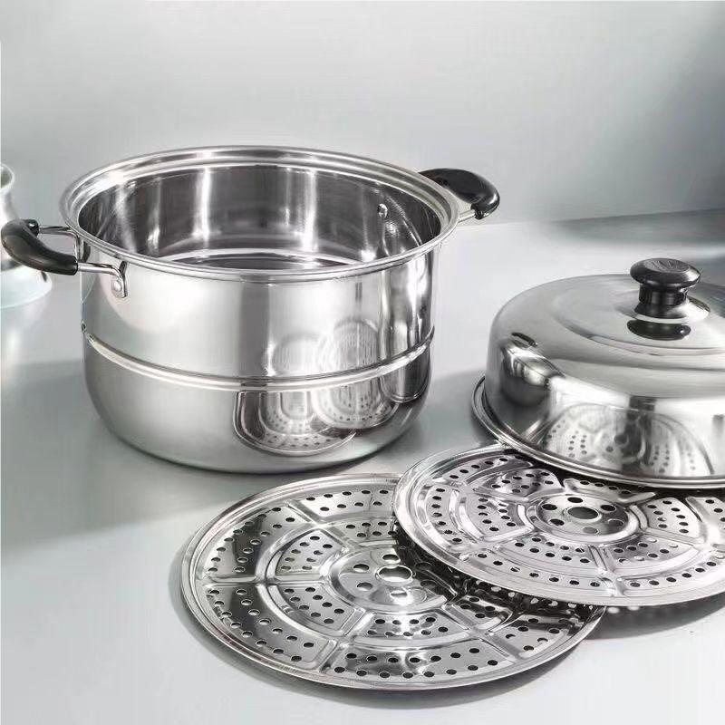 Extra Thick Stainless Steel Double-Layer Large Steamer Pot for Induction Cookers
