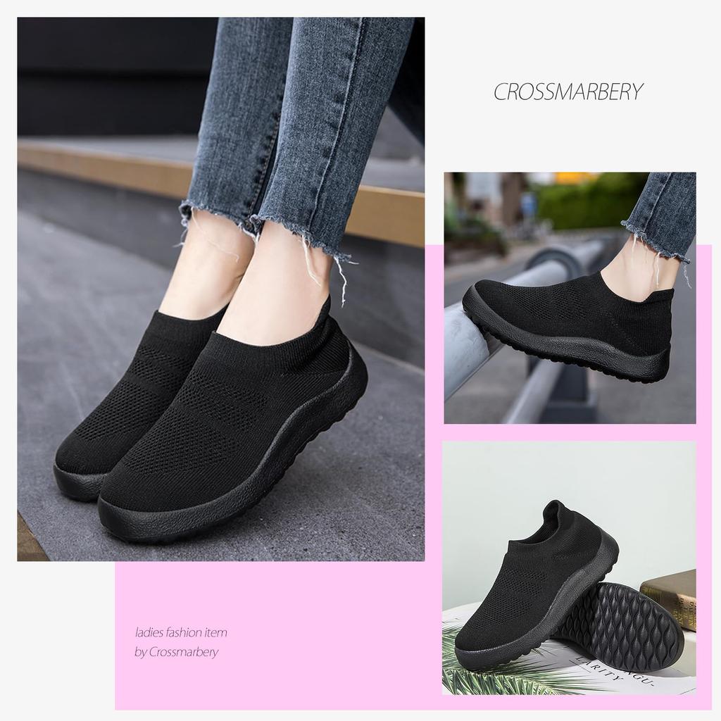 Crossmarbury Lightweight Easy to Put on and Take CY122 Size Women's Slip-On Sneakers, Comfortable, Stylish, Soft, Cute, off, Laceless, Simple,