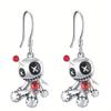 1 Pair Creative Funny Voodoo Doll Red Heart Pendant Earrings, Punk Cartoon Holiday Decoration Accessories, Halloween Gift