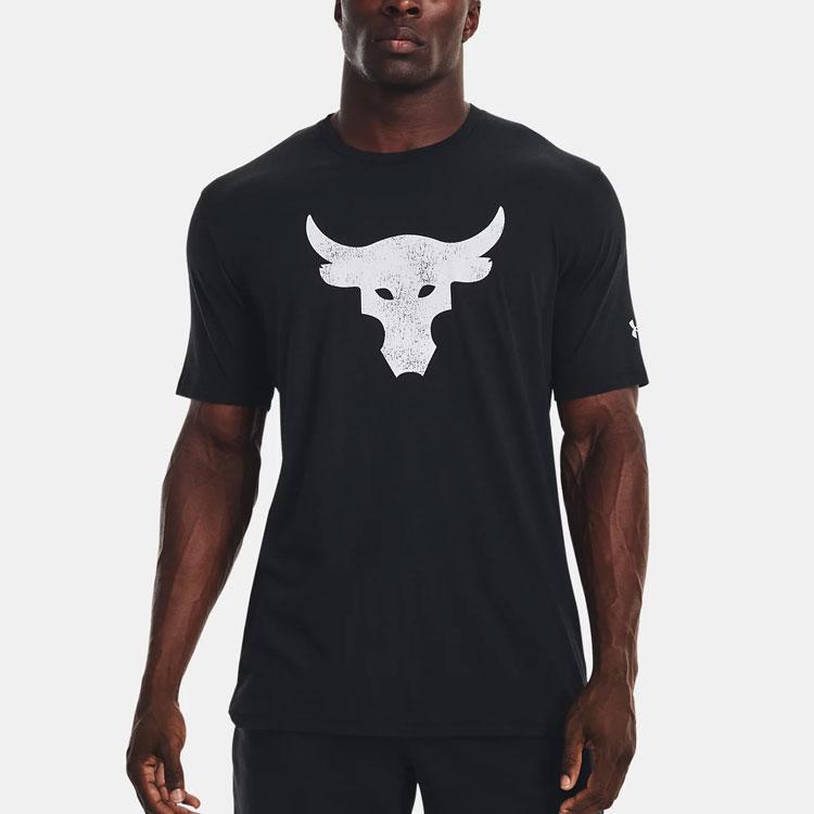 Under Armour Project Rock Brahma Bull Graphic Print Crew Neck Short Sleeve T-Shirt Men Tops Black 1361733-003
