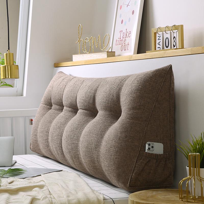 Bawełniano-lniana długa trójkątna poduszka lędźwiowa - Poduszka oparciowa na nocny stolik