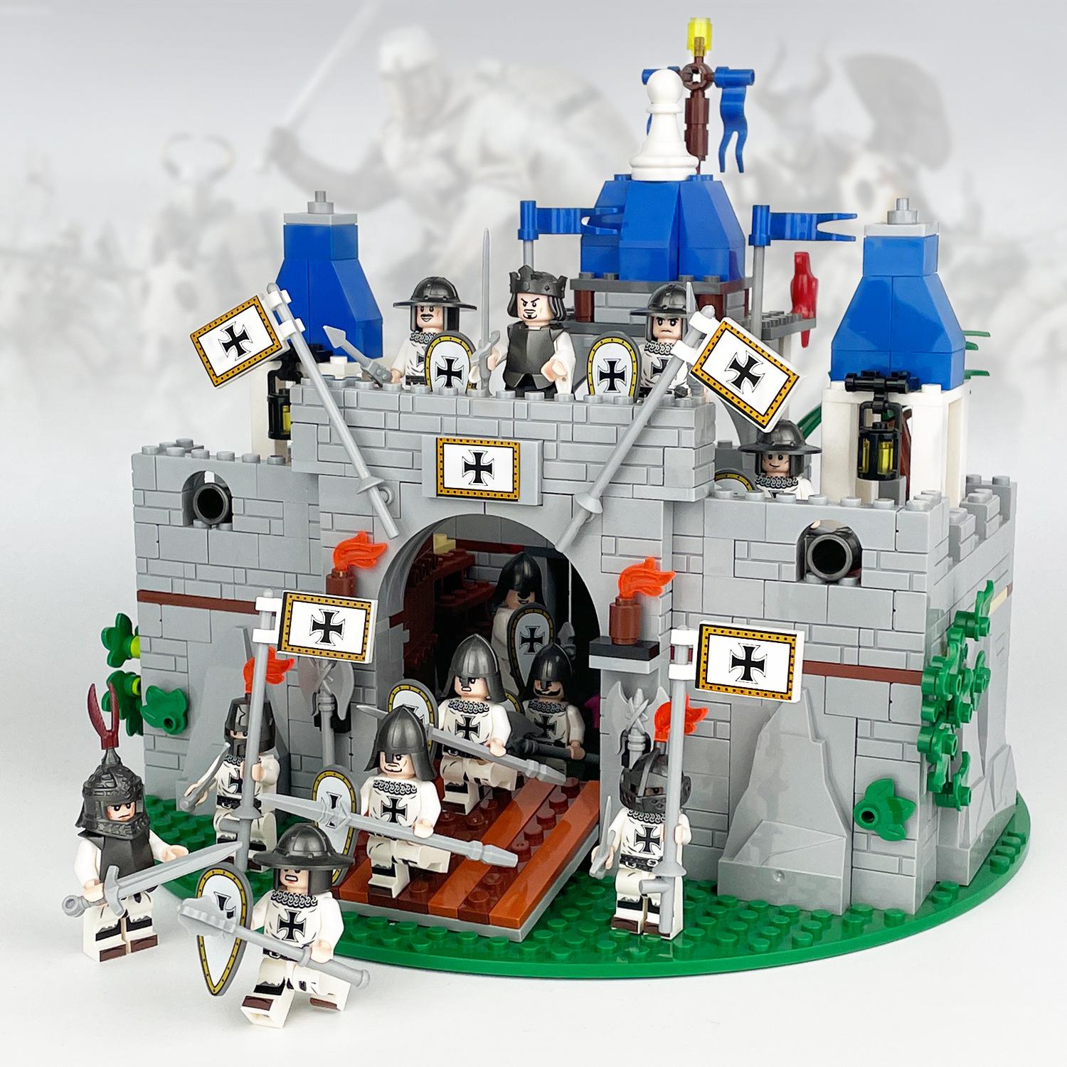 

MOC Средневековые рыцари Замок Сцена Строительные блоки Детские игрушки