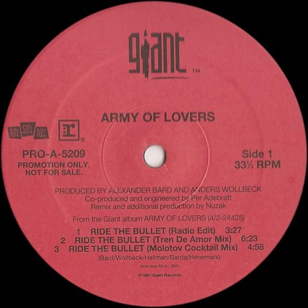 

LP Record ARMY OF LOVERS Ride The Bullet Love Me Like A Lo PROA5209PROMO Giant Records 1991 Japan Dance Electronica Used