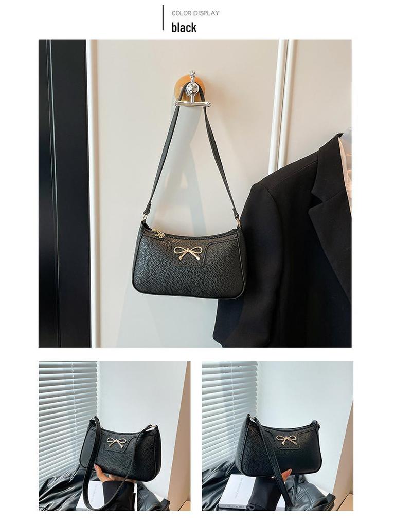 2025 Korean Style Bow Armpit Baguette Shoulder Bag - Fashionable & High Quality for Women
