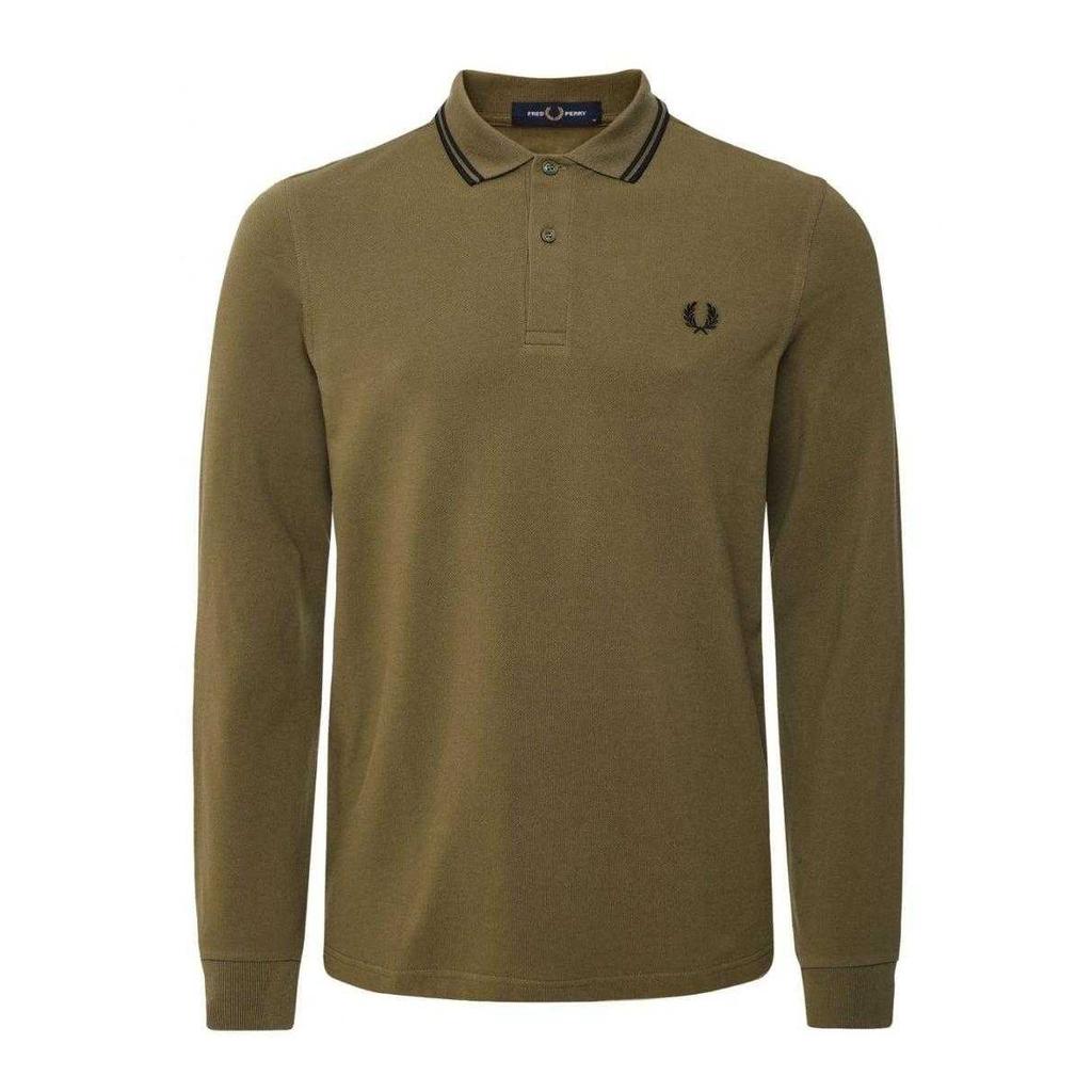 Fred Perry Mens Double Tipped Collar Long-Sleeved Polo Shirt