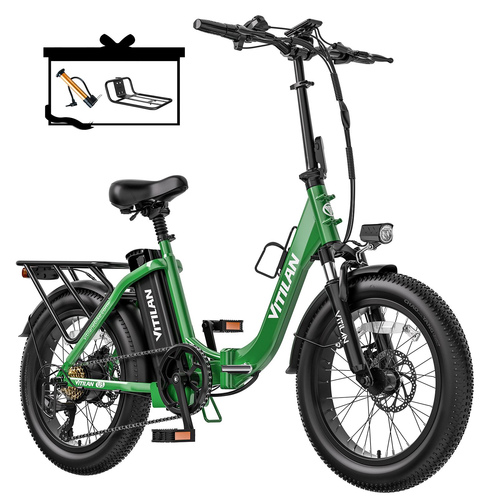Vitilan U3 750W Motor + 48V13AH Batterie, 20 * 3,0-Zoll-Reifen, farbige Instrumententafel, Elektrofahrrad für die Stadtstraße U3-Green-1 grün