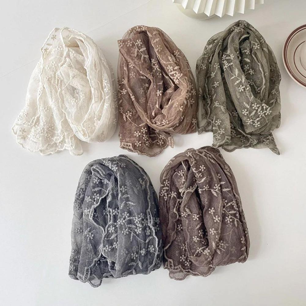 Long Women's Lace Scarf Korean Version of Literary Neck Protection Scarf Female Headscarf