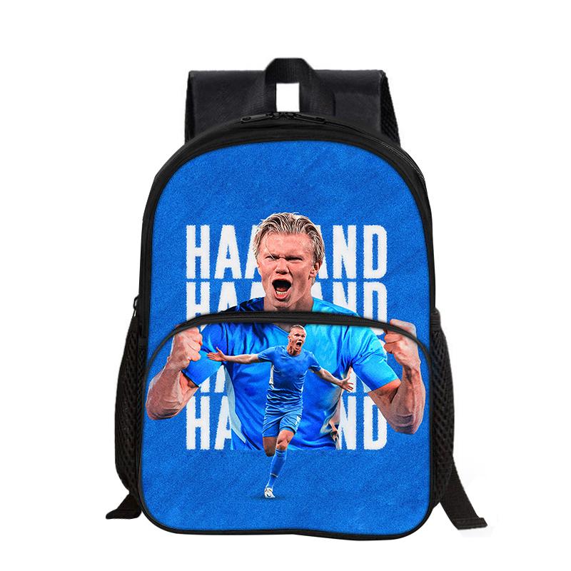 Zaino con Tasca Frontale Haaland Studenti Bambini Stella del Calcio Borsa da Scuola Calcio Sportivo Zaino da Viaggio Grande Capacità