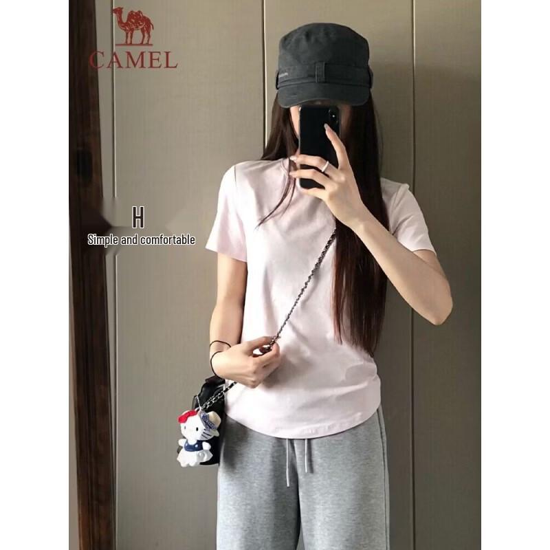 CAMEL Women's Ice-Touch Breathable Cotton Crew Neck T-Shirt